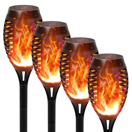Flickering Flame Solar Lights Outdoor, 4 Pack Solar Torch Lights for Outside, Solar Garden Stake Lights LED Waterproof for Outdoor Decor Yard Patio Pathway Landscape Christma Halloween