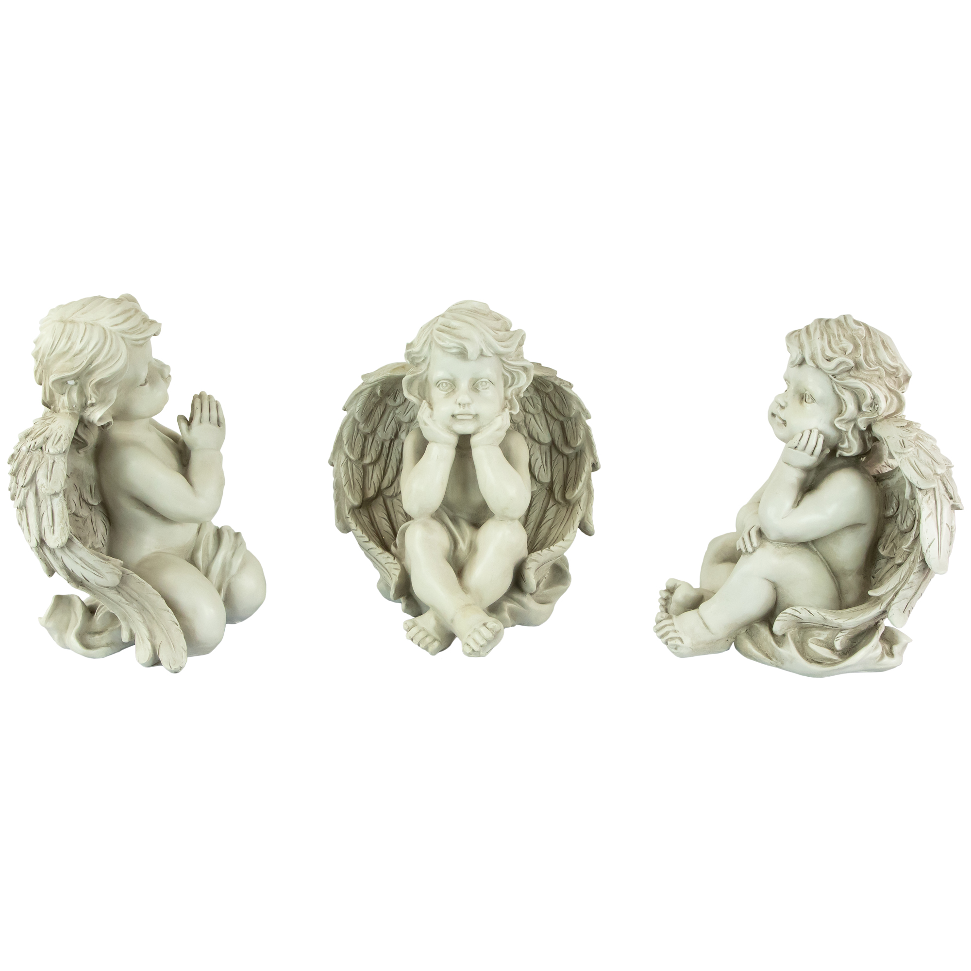 Northlight Set of 3 Sitting Cherub Angel Outdoor Patio Garden Statues 11" - White - image 3 of 4