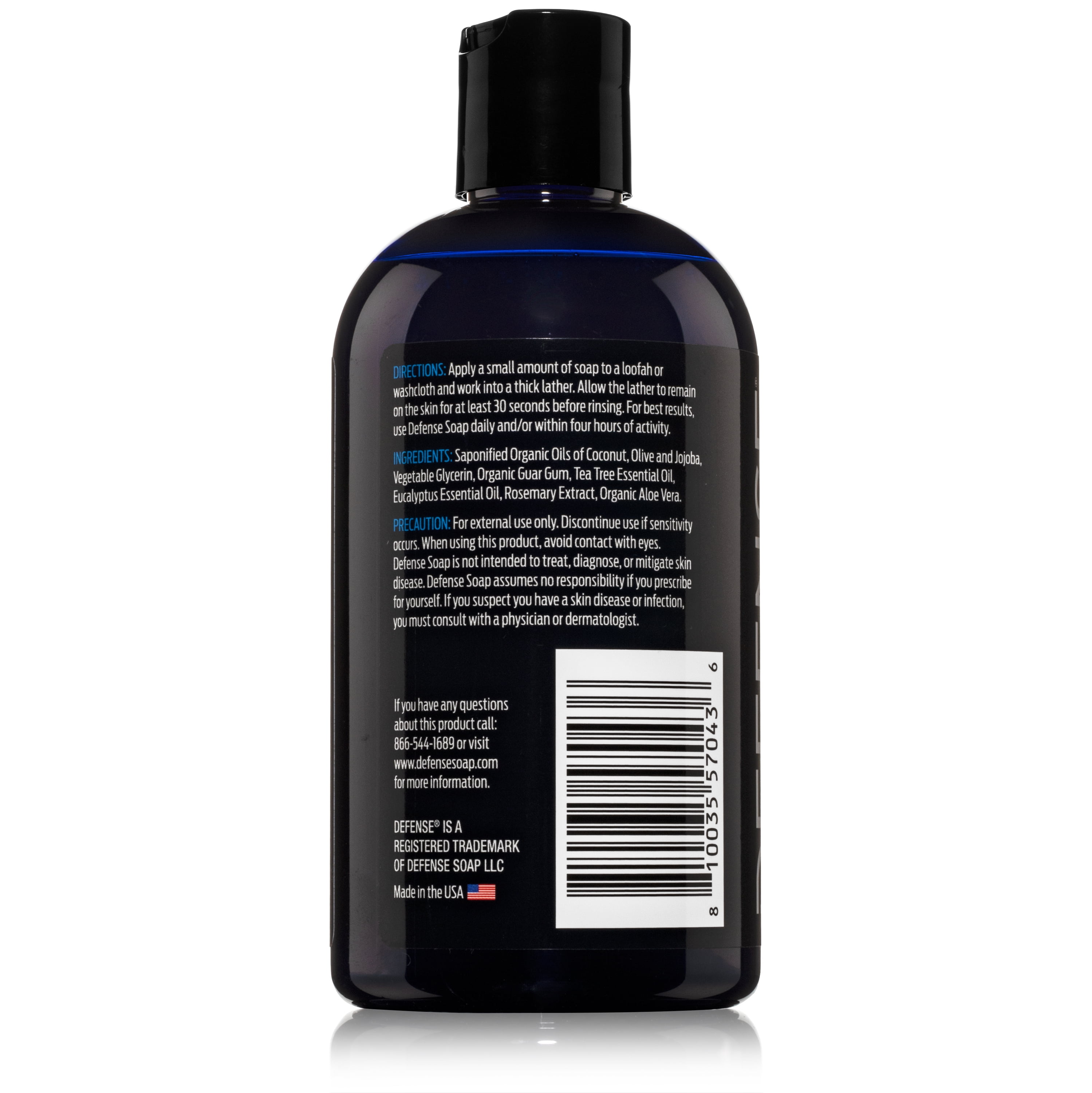 Defense Soap Body Wash Shower Gel 12 Oz (3 Pack) | Natural Tea Tree Oil and Eucalyptus Oil