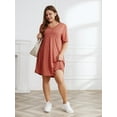 thumbnail image 3 of ebukurty Plus Size Nightgowns for Women Short Sleeve V Neck Nightshirts BrickRed,Sizes 2XL-4XL, 3 of 6