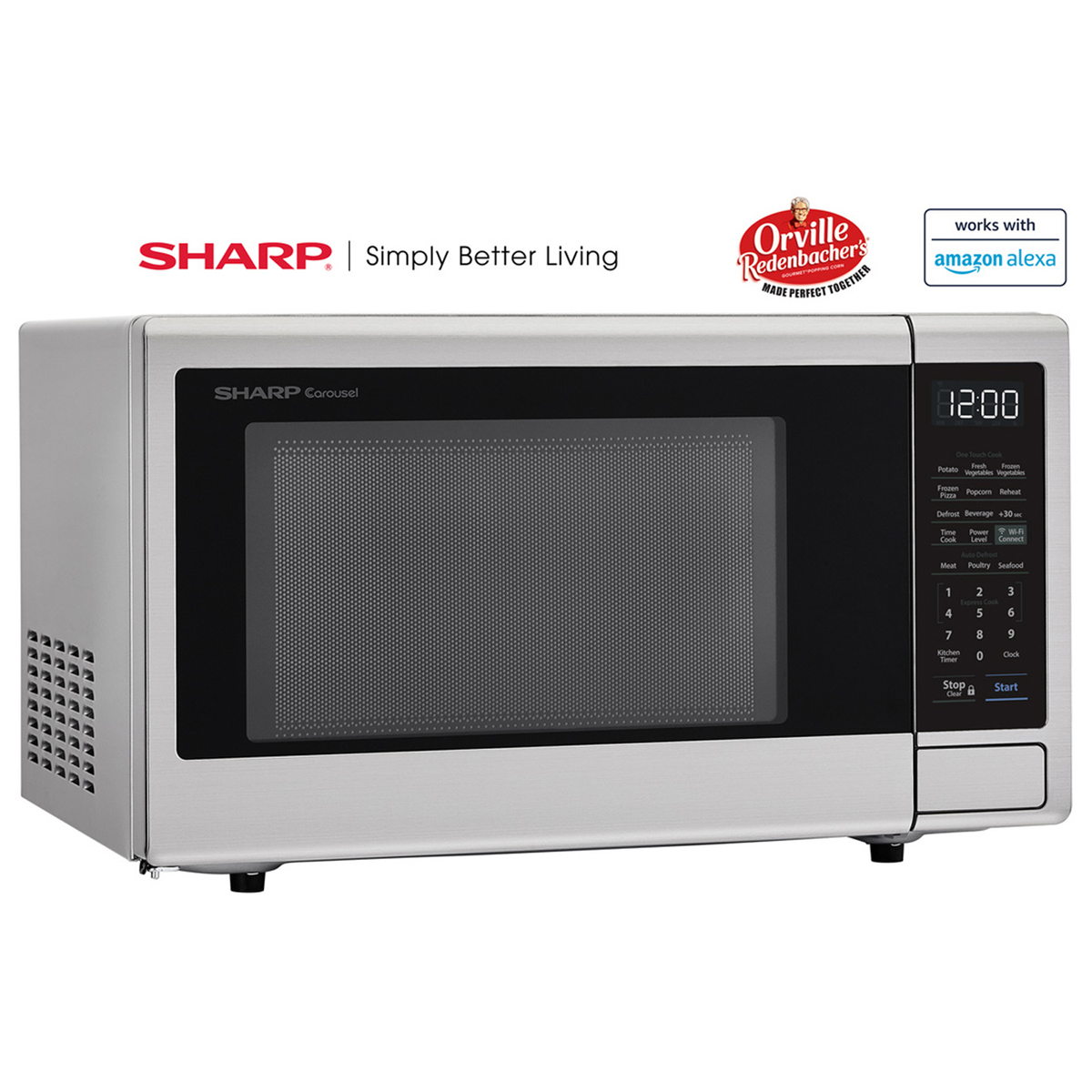 1.1 cu. ft. 1000W Sharp Stainless Steel Smart Carousel Countertop Microwave Oven (SMC1139FS) - image 3 of 10