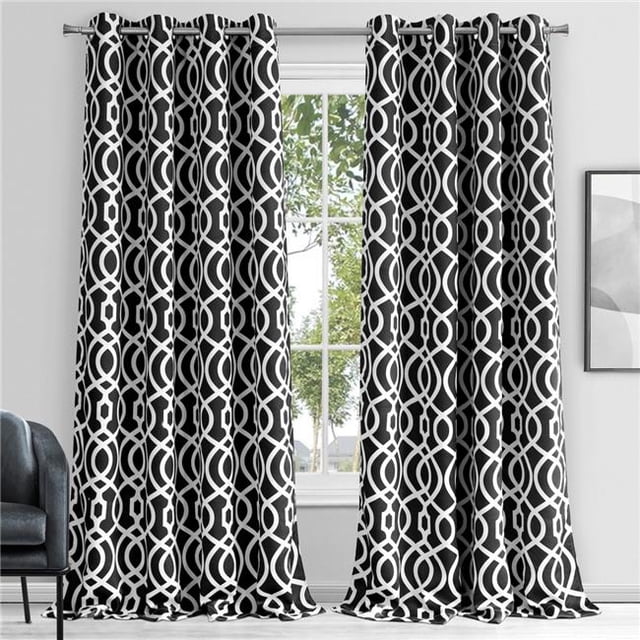 HomeRoots 473330 Panneau de Rideau Occultant Treillis Noir Jet 84 Po.