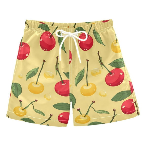 joogoo Boys Swim Trunks Cherry Fruits Beach Board Shorts Drawstring Swimsuit 2T