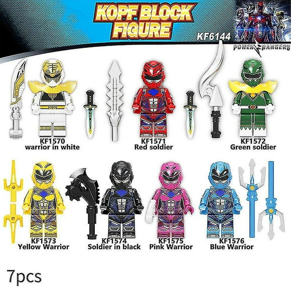 7pcs/set Power Rangers Building Blocks Minifigures Toys Assembly Children Fans Action Figures Collectible Birthday Gift