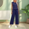 thumbnail image 2 of VBVC Women's 2 Piece Drawstring Tracksuit Set,Crew Neck Tank Top and Wide Leg Pants For Women, Ladies' Soft Lightweight Summer Loungewear with Pockets,Navy,S-5XL, 2 of 6
