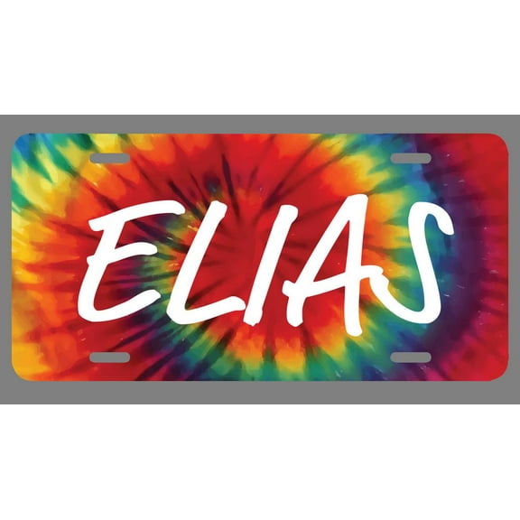 Elias Name Tie Dye Style License Plate Tag Vanity Novelty Metal | UV Printed Metal | 6-Inches By 12-Inches | Car Truck RV Trailer Wall Shop Man Cave | NP1693