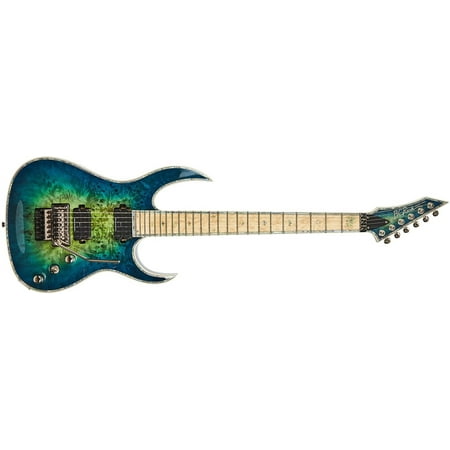 B.C. Rich Guitars Z6 Prophecy Archtop Electric Guitar with Floyd Rose, Cyan Blue Burl