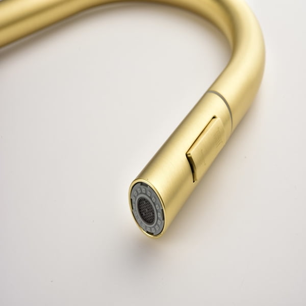 16.5" Brushed Gold Sensor Kitchen Faucet - Touchless Pull-Down Sprayer with Dual Mode, Single Hole Installation for Modern Kitchens