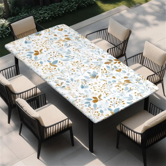 Rectangle Table Cloth Cover Waterproof Elastic Fitted Polyester Fitted Tablecloths for 6 Foot Tables for Indoor, Picnic Camping Outdoor