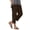 Coffee, variant on Bloomae Women's Lightweight Capri Pants Trendy Soft Cotton and Linen Elastic Waist Comfy Side Slit Lounge Cropped Trousers with Pockets Fashion Summer Beach Vacation Capris Black S