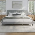 thumbnail image 3 of (2 pack) Mainstays Hillside Square Tufted Upholstered King Platform Bed, Light Gray Fabric, 3 of 23