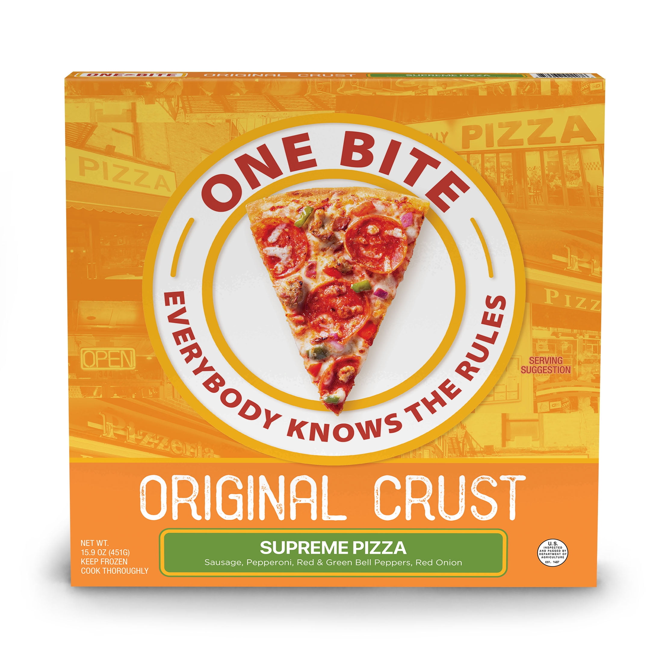 One Bite Thin Crust Supreme Frozen Pizza 15.9oz