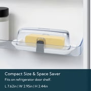 KITCHENDAO One-handed Airtight Butter Dish with Lid for Countertop and Refrigerator Door Shelf, Butter Holder with One Press to Open/Close Secure Latching Buckle for West/East Coast Butter (White)