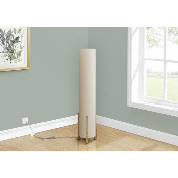 Monarch Specialties Lighting, 50"h, Floor Lamp, Brown Wood Look, Ivory / Cream Shade, Contemporary