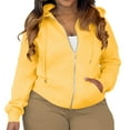 thumbnail image 2 of Domzest Womens Sweatshirt Zip Up Long Sleeve 3X-5X Hooded Fall Lightweight Trendy Fleece Drawstring Oversize Sweatshirts Casual with Pocket Jacket Yellow Large, 2 of 5