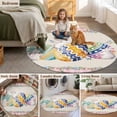 thumbnail image 6 of Round Area Rug 3ft, Easter Egg Rabbit Retro Linen Non-Shedding Washable Area Rug, Butterfly Leaf Pink Checkered Non Slip Low-Profile Circle Rugs for Living Room, Bedroom Dining Room, 6 of 9