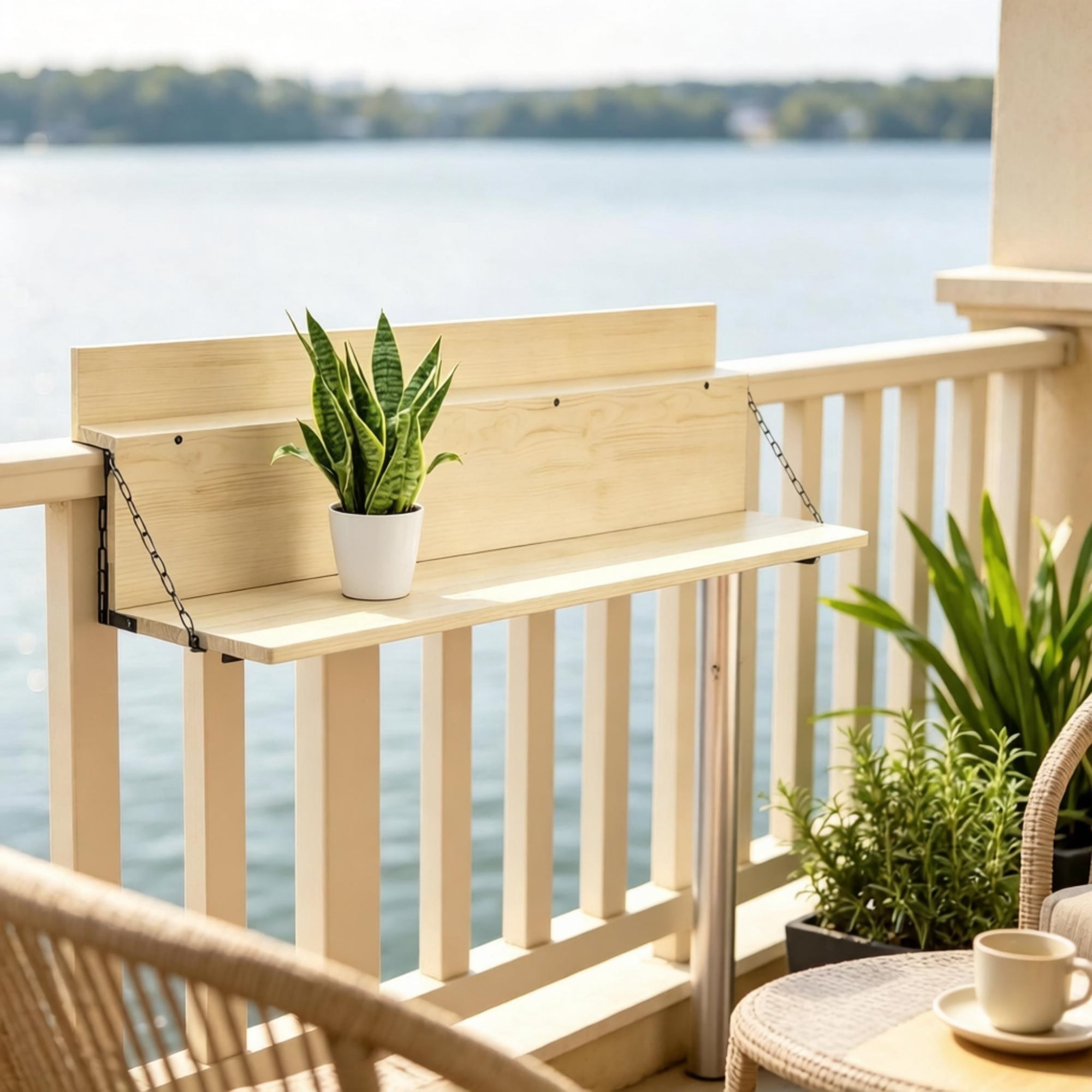 Hanging Balcony Table, Foldable Railing Bar, Fits up to 3.9 Inches, Space-Saving