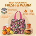 thumbnail image 5 of Pioneer Flower Floral Print Pattern Insulated Lunch Bag for Women & Adults,Large Portable Soft Cooler Lunch Bag,Thermal Food Storage Tote with Pearl Cotton,8.66L,8.75x5.75x9.5 Inch, 5 of 6
