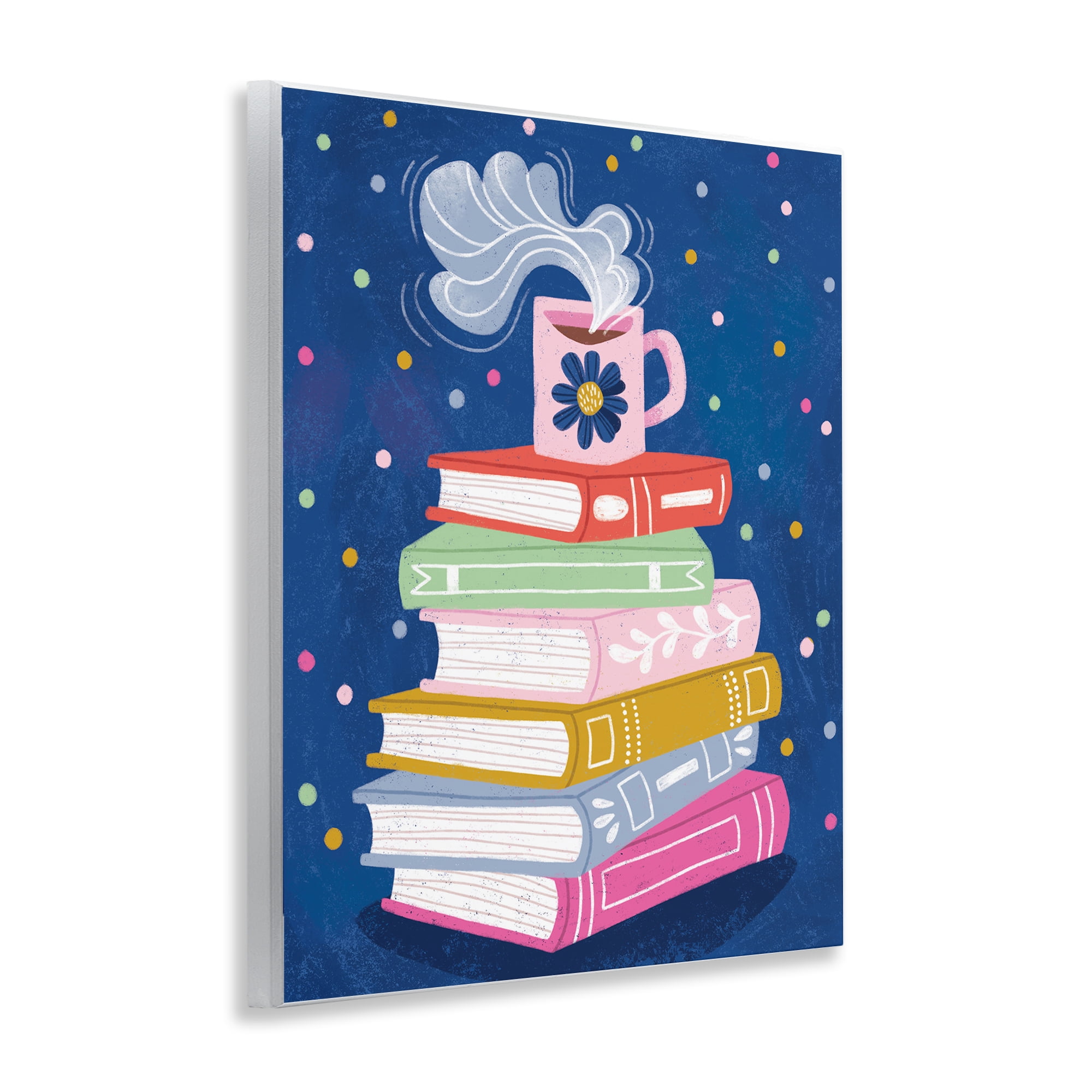 Stupell Industries Book Stack & Cozy Mug Wall Plaque Art, design by Vanessa Stoilova