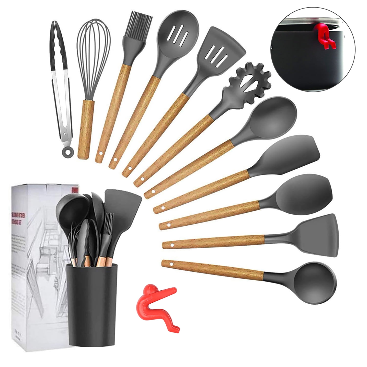 Silicone Cooking Utensil with Bucket Set 12pcs – Kitchen Utensils & Gadgets