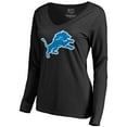 thumbnail image 2 of Women's Black Detroit Lions Primary Logo 2 V-Neck Long Sleeve T-Shirt, 2 of 3
