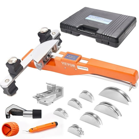 7-Die Tube Bender Tool Kit - Ratcheting 90° Pipe Bender for 1/4"-7/8" Tubing, HVAC & Refrigerator Repair with Pipe Cutter Included