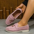 thumbnail image 4 of Rokment Women's Fringe Slip on Penny Loafers Suede Tassel Platform Chunky Low Heel Ballet Flat Oxfords Boho Beach Casual Fashion Walking Dress Shoes A Size 6, 4 of 7