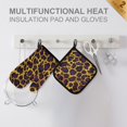 thumbnail image 4 of Yayeee Oven Mitts and Pot Holder Set of 2 Heat Resistant Kitchen Gloves Baking Hot Pad, Purple Leopard Pattern, 4 of 5