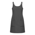 thumbnail image 7 of Shift Dresses for Women Square Neck Sleeveless Button Detail Midi Dress with Pockets Casual Summer Vacation Sundress Dark Gray S, 7 of 7