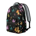 thumbnail image 2 of Butterfly Floral Design Backpack - Durable School Bag with Laptop Sleeve, Side Pockets, Adjustable Shoulder Straps, 2 of 6