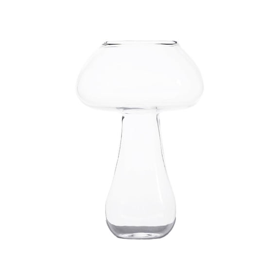 Mushroom Shaped Clear Glass Cup for Cocktails Juice, Creative Drinking Tumbler with Artistic Design, 4.7x3.1 inch