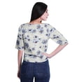 thumbnail image 3 of Moomaya Printed Cotton Top For Womens V-neck Crop Top Elbow Sleeve Summer Blouse T-shirt, 3 of 7