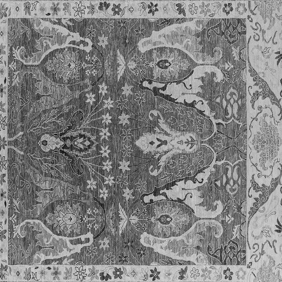 Ahgly Company Indoor Square Oriental Gray Industrial Area Rugs, 7' Square