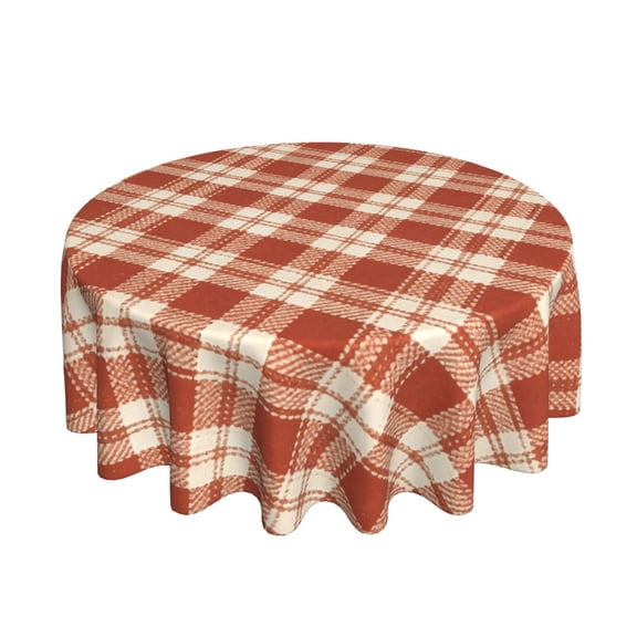 Farmhouse Red Plaid Waterproof Stain Resistant Tablecloth 60in Round Washable for Living Room & Parties