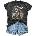 thumbnail image 2 of ALLLIST Black Women's Tops Crew Neck Summer T-Shirts Casual Floral Short Sleeve Shirts Ladies Tops, 2 of 3