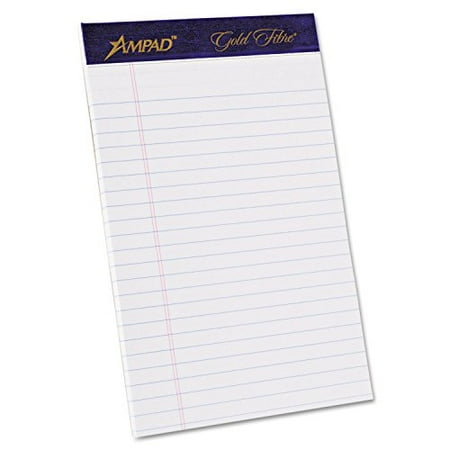 Ampad Legal Pad - Ampad Gold Fibre Pad, White, 5 x 8, Jr. Legal Rule, 50-Sheets, 4-Pack