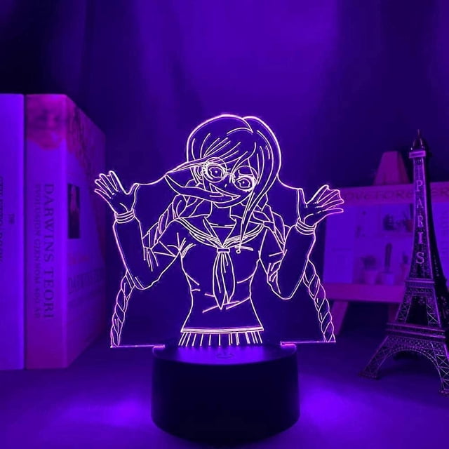 Danganronpa Toko Fukawa 3D Night Light, Acrylic Panel ABS Base USB Cable Illusion Effect Multicolor Remote Control Light Anime Lover Gift (Color