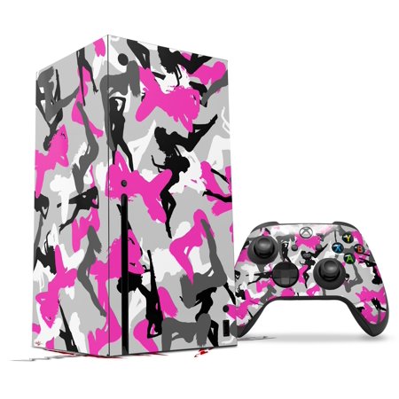 WraptorSkinz Skin Wrap compatible with the 2020 XBOX Series X Console and Controller Sexy Girl Silhouette Camo Hot Pink Fuschia (XBOX NOT INCLUDED)