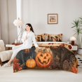 thumbnail image 5 of Homewish Rustic Halloween Dog 7pcs Queen Bedding,Pumpkin Lantern Bedding Comforter Set Queen,Farmhouse Decor,Polkadot Reversible, 5 of 8