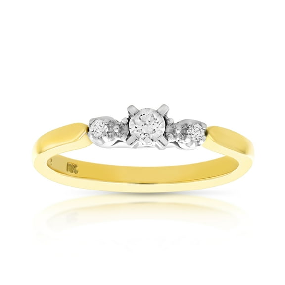Vir Jewels 1/7 CTTW Diamond 3 Stone Ring 18K Yellow Gold Engagement Bridal Size 7 Female Adult