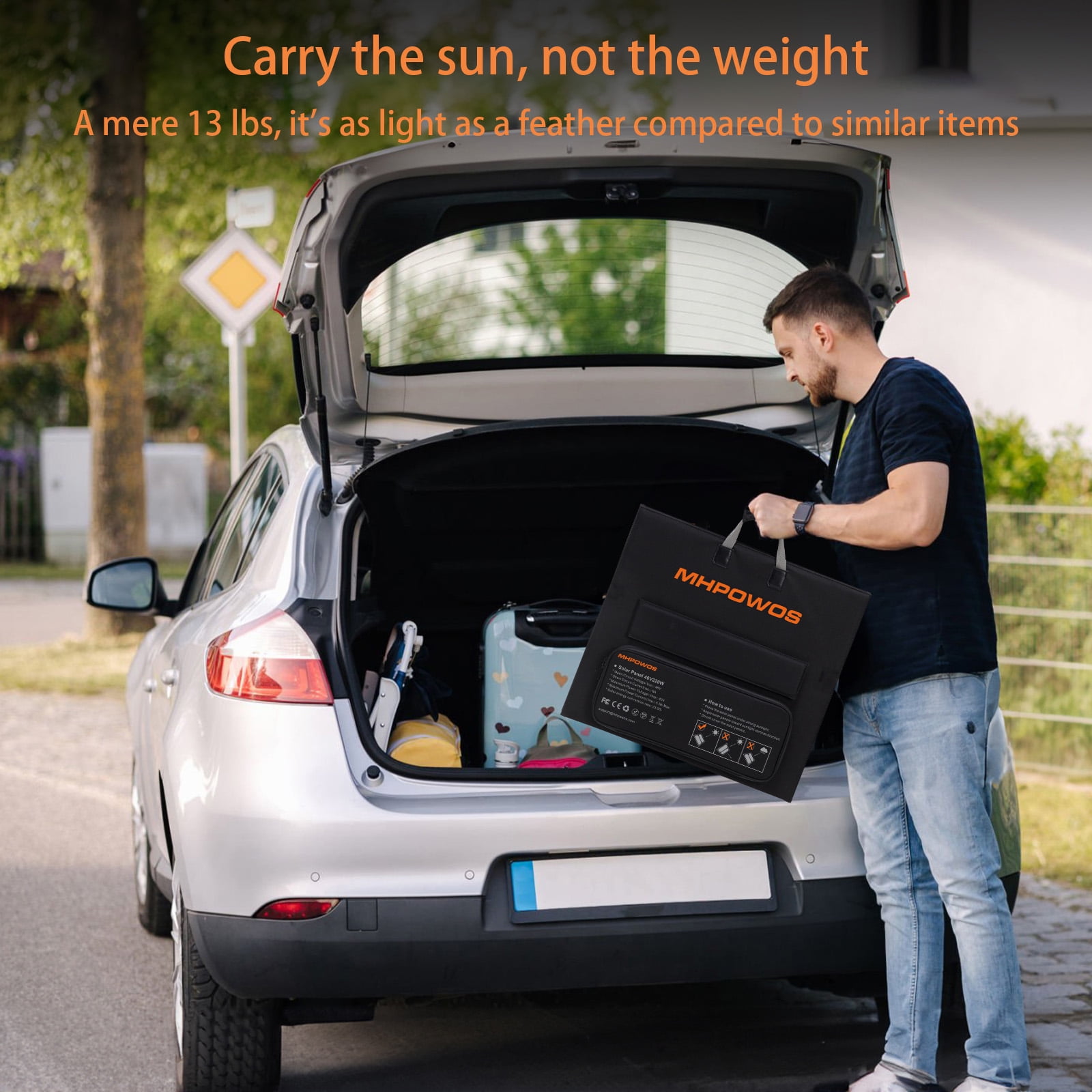 MHPOWOS 220W Portable Solar Panel Foldable Charger Lightweight IP67 for Power Station RV Camping Home Off Grid