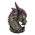 thumbnail image 4 of Medieval Fantasy Hydra Fin Red Spiked Dragon Head With Bright Eyes Statue 8"H, 4 of 7