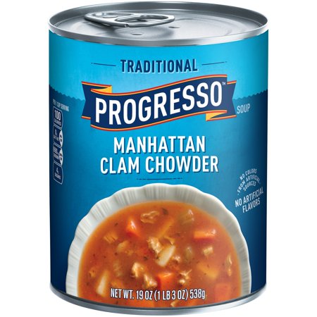 Progresso Soup, Traditional, Manhattan Clam Chowder Soup, Gluten Free, 19 oz Cans (Pack of 6) 19 Ounce (Pack of