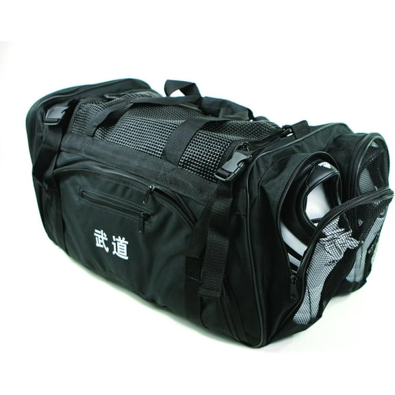 Martial Arts, Bag with Mesh Top/pocket 13"x27"x14" Boxing, MMA,Taekwondo Deluxe Equipment Bag, Black