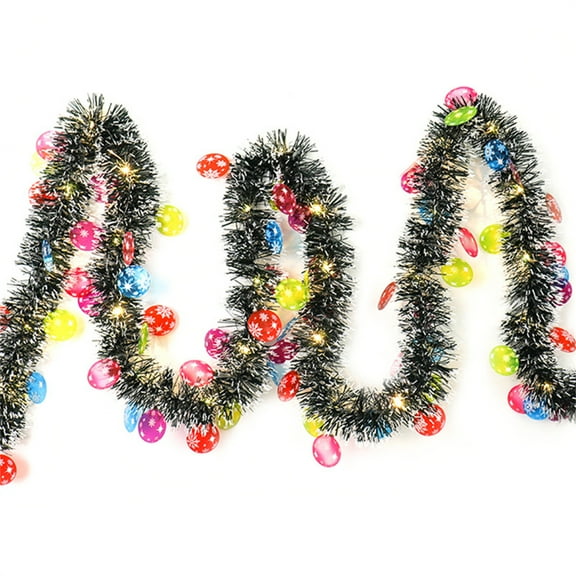 Christmas Garland Decorations,TGY 6.56 ft Christmas Garland with Warm Lights & Christmas Balls,Hanging Christmas Ornament Garland for Tree Fireplace Wreath Decoration Indoor