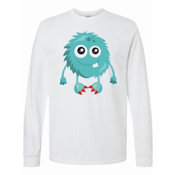 Inktastic Furry Monster, Blue Monster, Cute Monster, Silly Long Sleeve T-Shirt