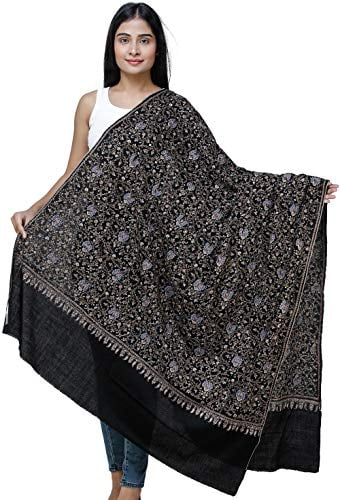 black embroidered kashmiri shawl