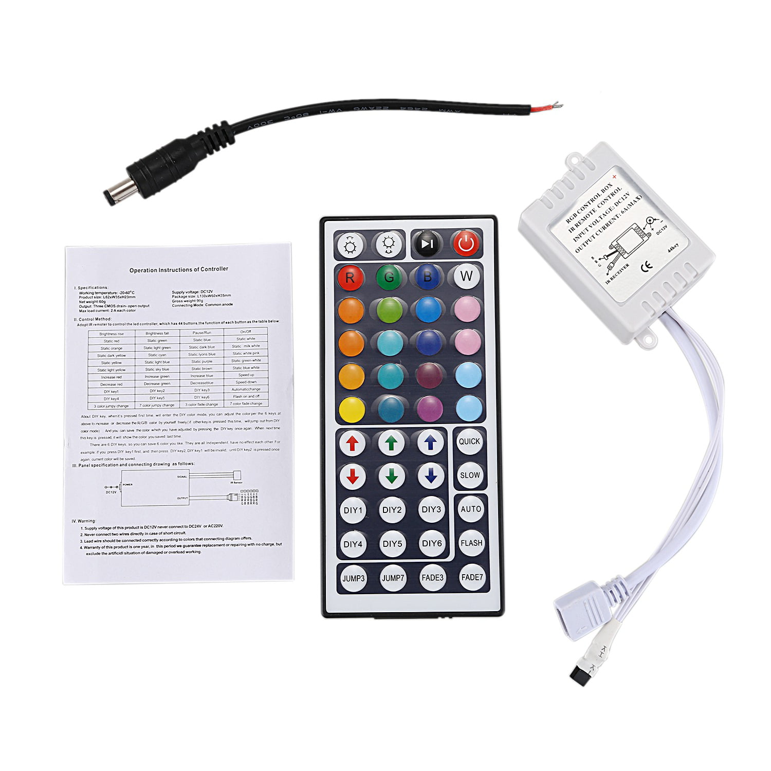Details about   44 Key IR Infrared Remote Control Wireless Controller RGB 3528 5050 LED Strip 