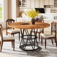 thumbnail image 2 of Tribesigns Round Dining Table for 4, 47 Inches Kitchen Table Circle Dinner Table, Wood Dining Room Table, Walnut, 2 of 7