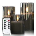 thumbnail image 1 of Velas sin llama GenSwin Glass de cera auténtica con mecha 3D gris remota, 1 of 7